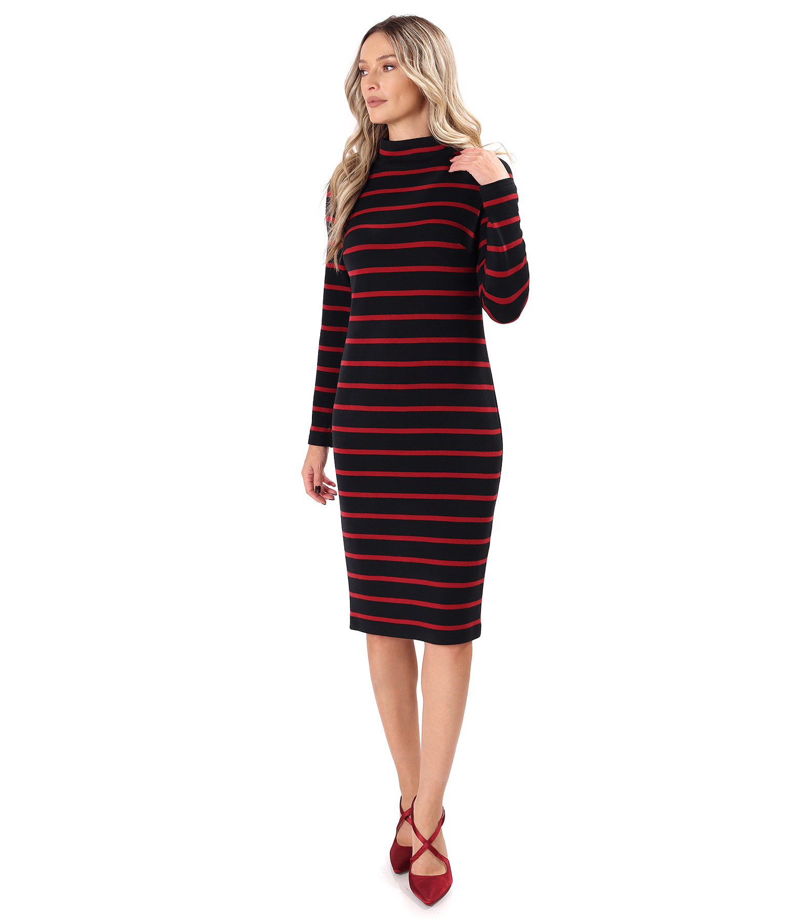 Midi dress in thick stretch wool-blend jersey