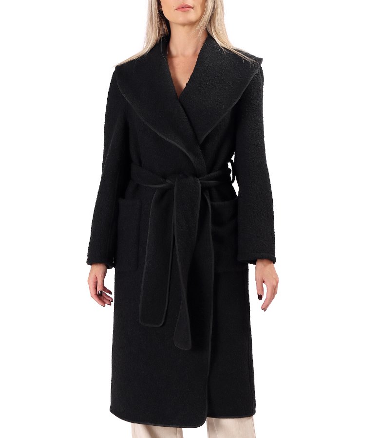 Elegant boucl wool-blend coat