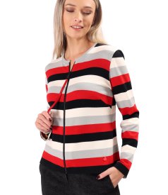 Stretch wool-blend jersey top with front zip fastening