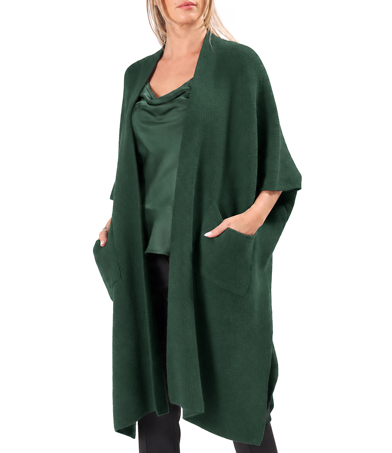 Long knitted cardigan in a wool and alpaca blend