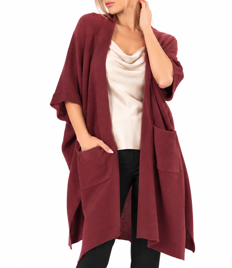 Long knitted cardigan in a wool and alpaca blend