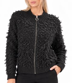 Jacheta tip cardigan cu viscoza si lana